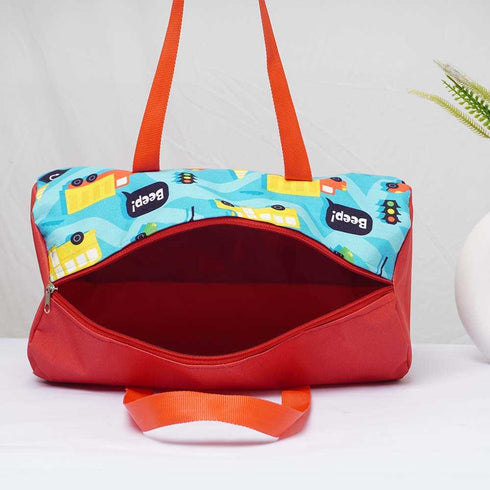 Personalized Cars Printed Kids Duffle Bag & Pouch Gift Combo